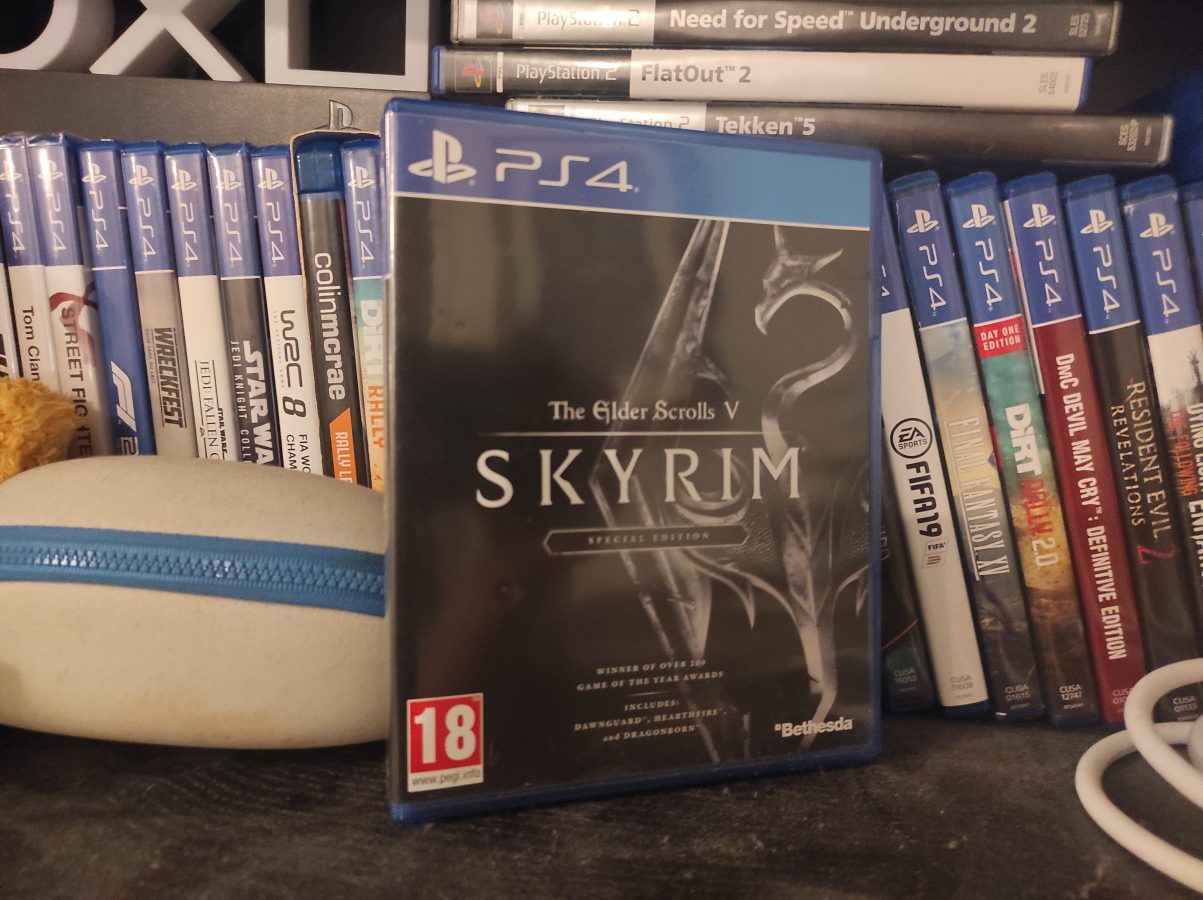 skyrim for ps4 on a shelf