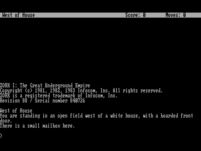 zork 1 dos screenshot